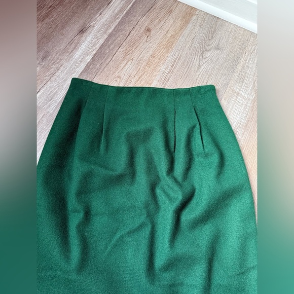 VTG Ilyse Hart LTD 100% Wool Skirt Pencil Skirt Green Festive Hippie Size 28 - Picture 3 of 9
